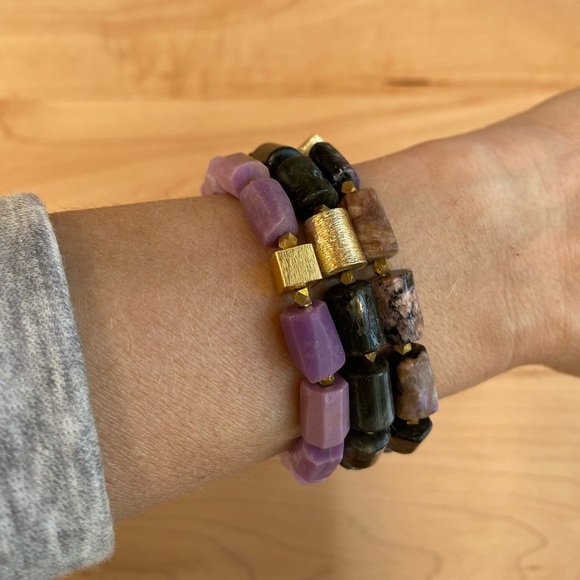 Sugilite, Larvikite, and Phosphosiderite Bracelets Genuine Natural Gemstone - Picture 5 of 5